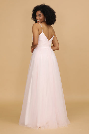 Rosa spaghetti stropper Tulle brudepike kjole